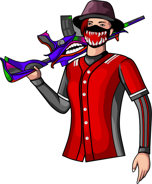 Man in Mask with Gun Illustration